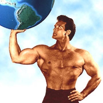 Steve Reeves posing as Atlas.
