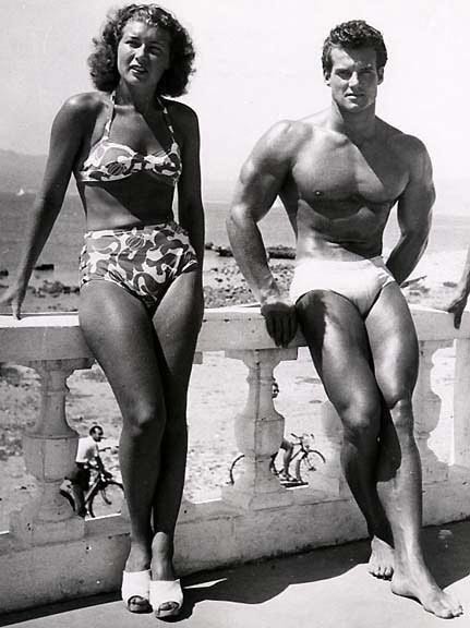 Steve Reeves with early fitness model.