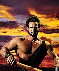 Steve Reeves as Hercules rows a ship