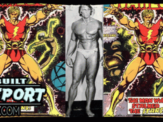 Bodybuilder Steve Davis and Jim Starlin artwork.