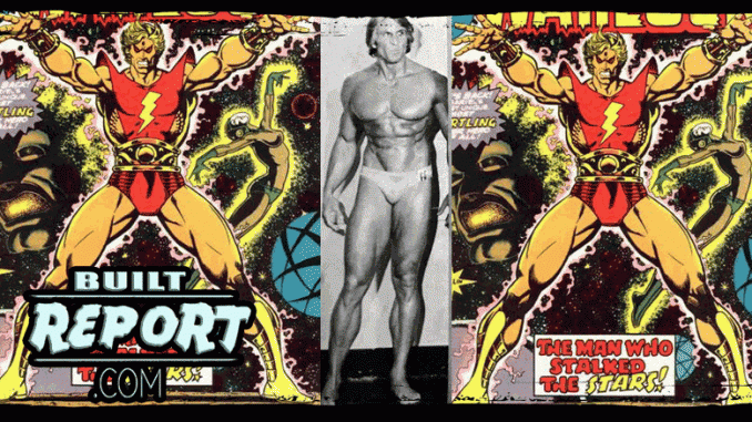 Bodybuilder Steve Davis and Jim Starlin artwork.
